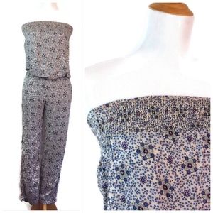 Zara Basic Floral Strapless Jumpsuit Romper